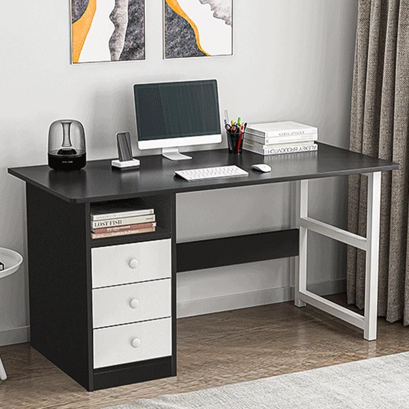 Contemporary Style Engineered Wood Desk Rectangle Desk with Drawers for Office