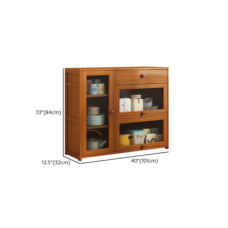 Brown Bamboo Dining Server Contemporary Sideboard Cabinet for Kitchen