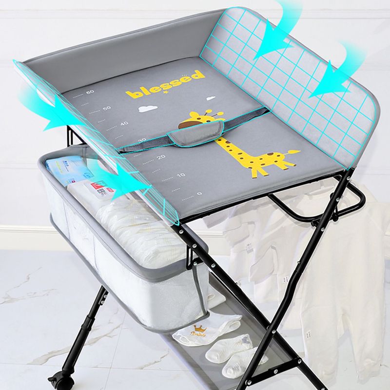 Modern Metal Baby Changing Table with Changing Pad Folding Flat Top Changing Table