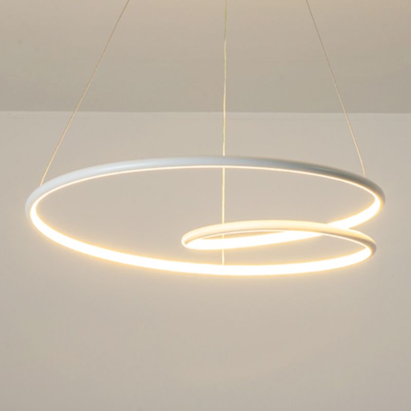 Spiral Living Room Pendant Light Kit Metal LED Nordic Hanging Lamp Kit in White