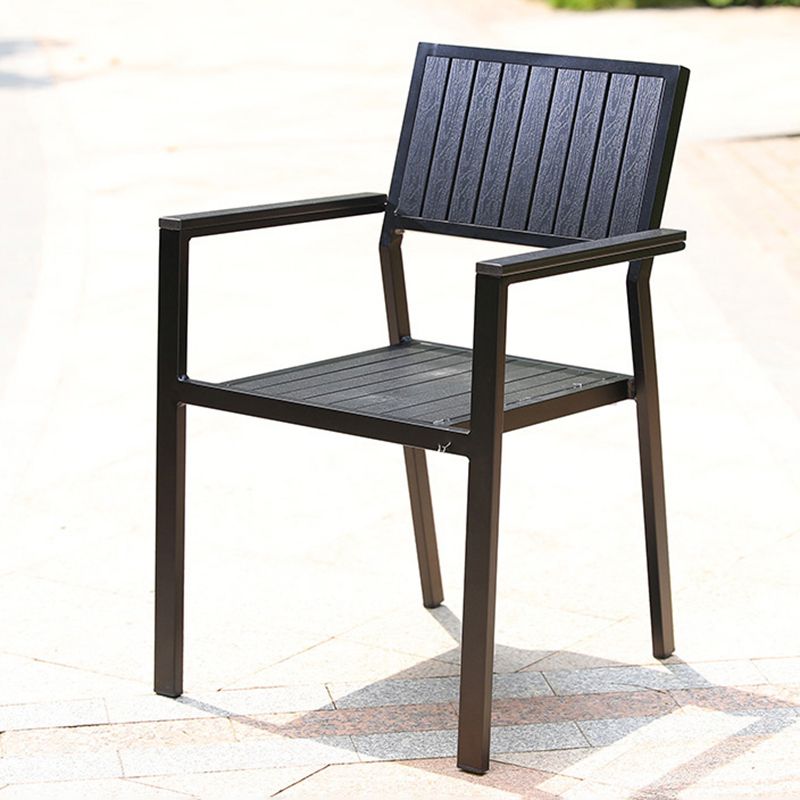 Modern Outdoor Bistro Chairs Wood With Arm Metal Dining Chairs