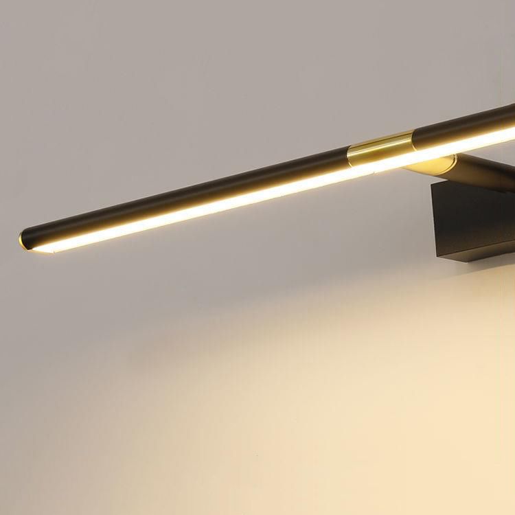 Metal Linear Shape Mirror Wall Light Modern 1 Light Mirror Wall Light Sconces in Black