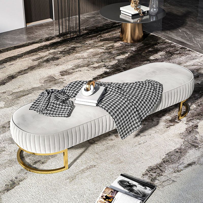 Modern Style Seating Bench Glam Upholstered Bench with Gold Legs