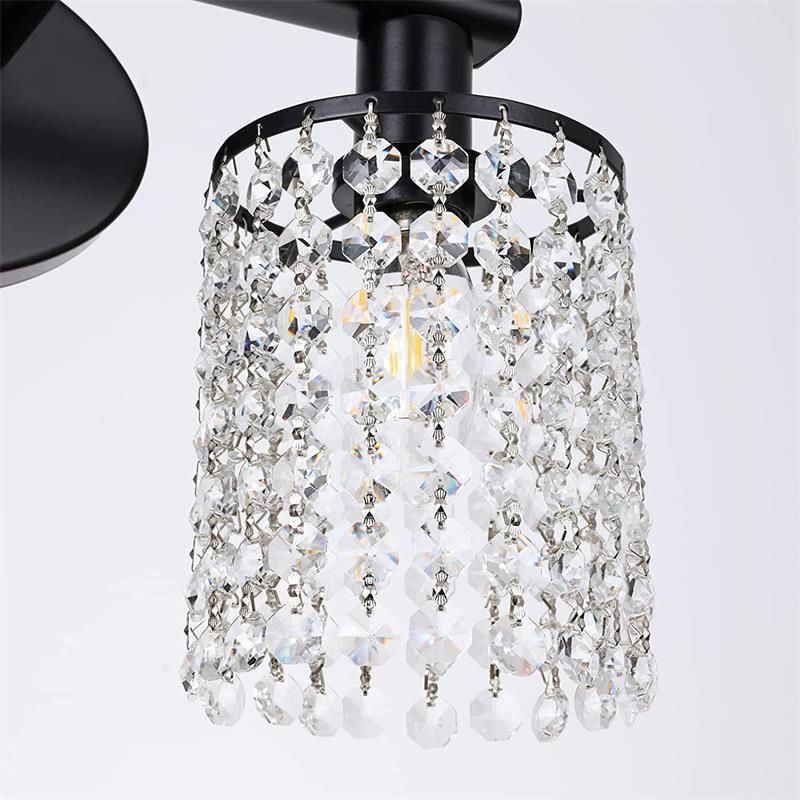 Clear Crystal Tassel Bath Vanity Light 2 / 3 / 4 - Light Metal Bathroom Vanity Lighting