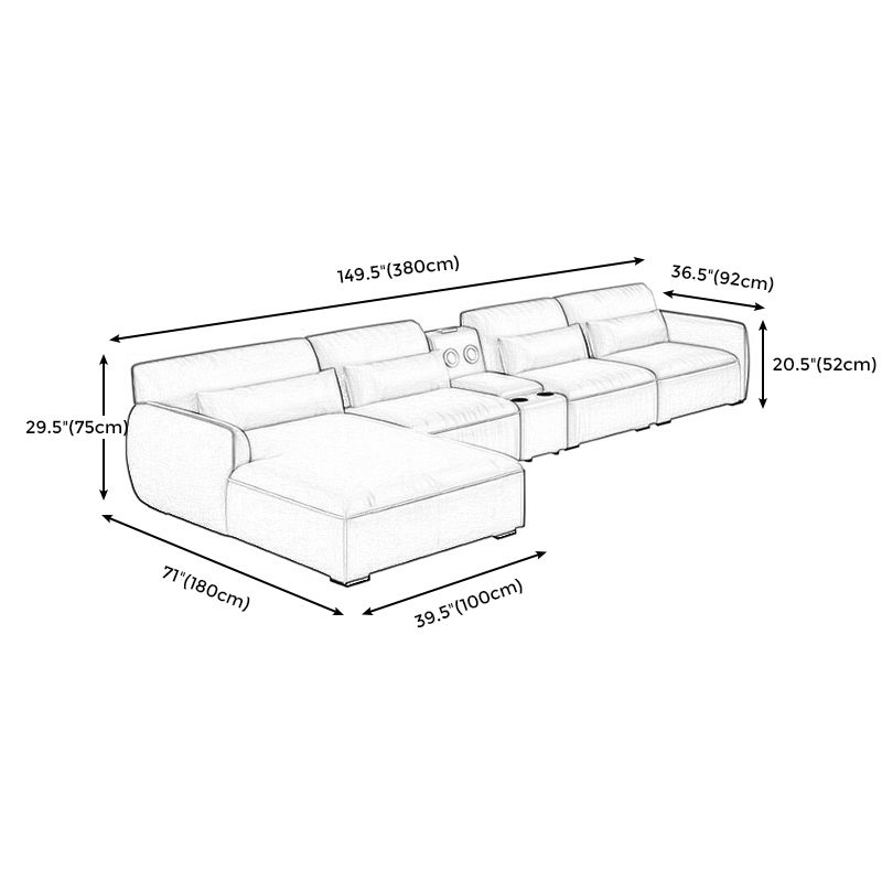 Scandinavian Tan Faux Leather Straight Arm Sofa/Sectionals with Stain-Resistant