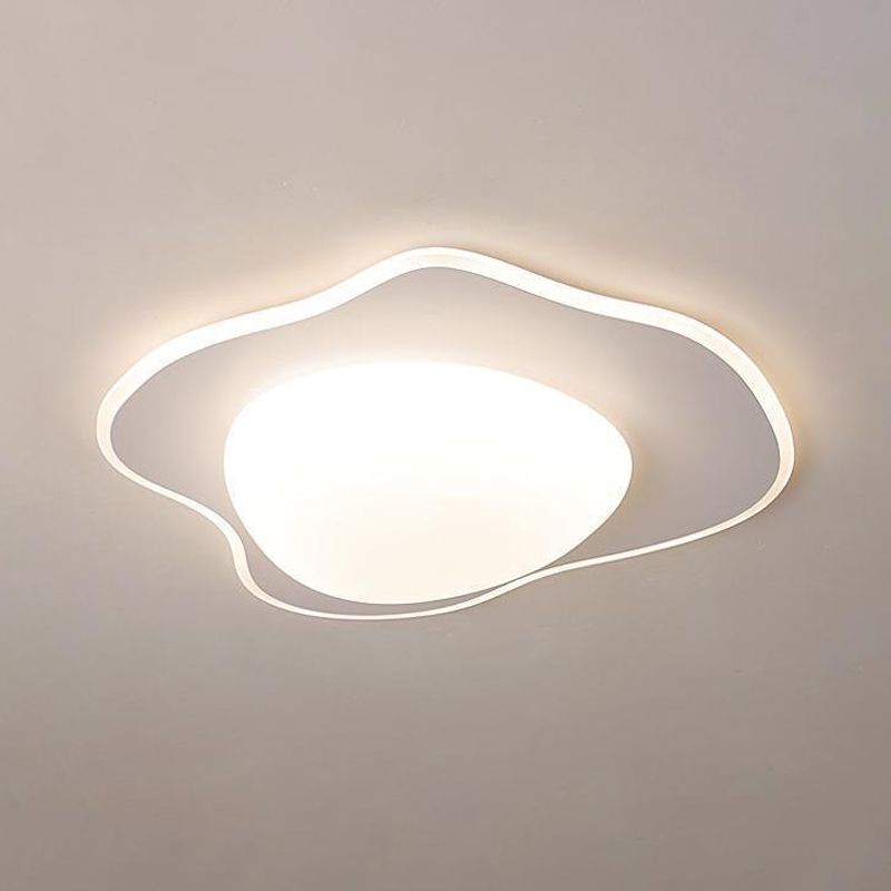 LED White Shaded Ceiling Light Contemporary Flush Mount Lighting for Foyer