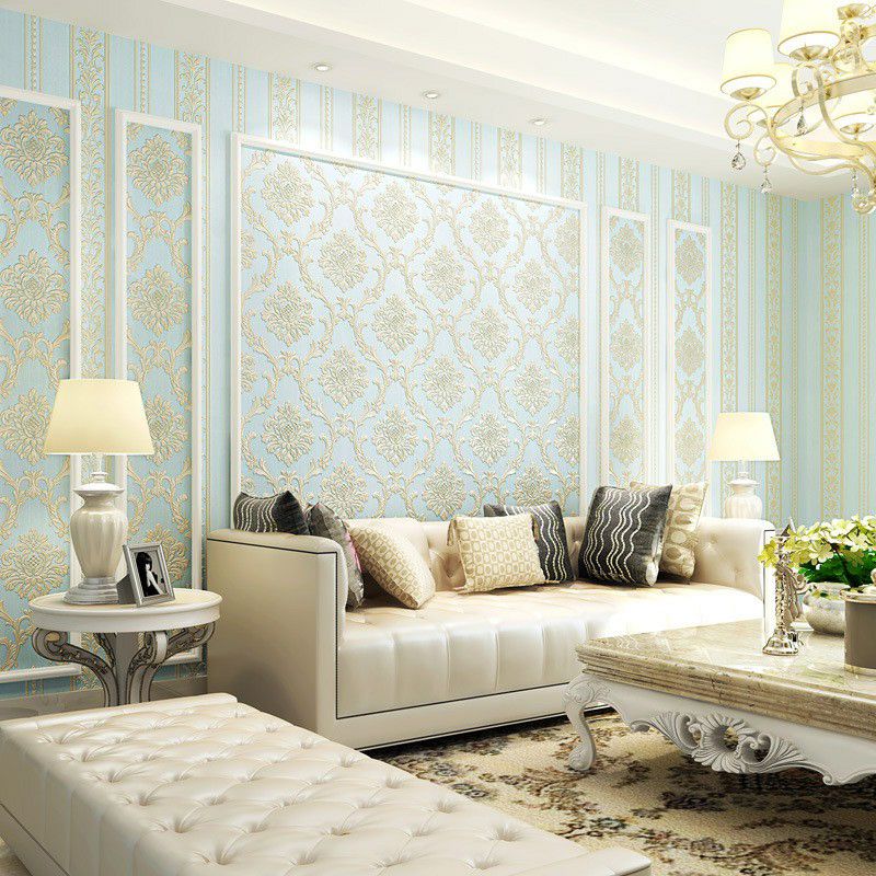 Pastel Color Vintage Wallpaper 33' L x 20.5" W Jacquard Wall Decor for Living Room