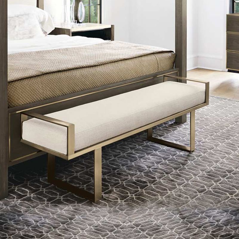 13.8" Wide Upholstered Seating Bench Cushioned Beige Entryway and Bedroom Bench with Legs