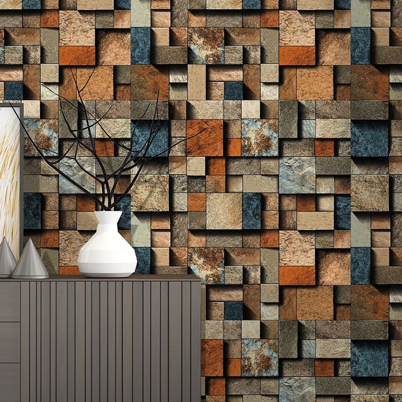 Color-Block Brick Wallpaper Waterproofing Industrial Living Room Wall Decoration