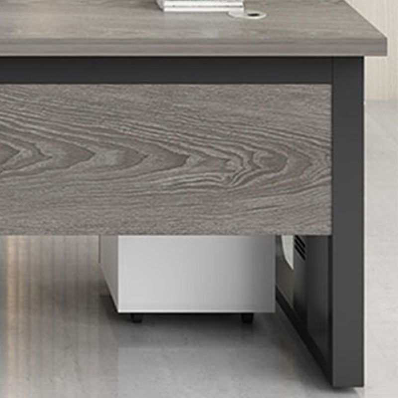 Rectangular Shaped Office Desk Wood in Grey with 2 Legs for Office