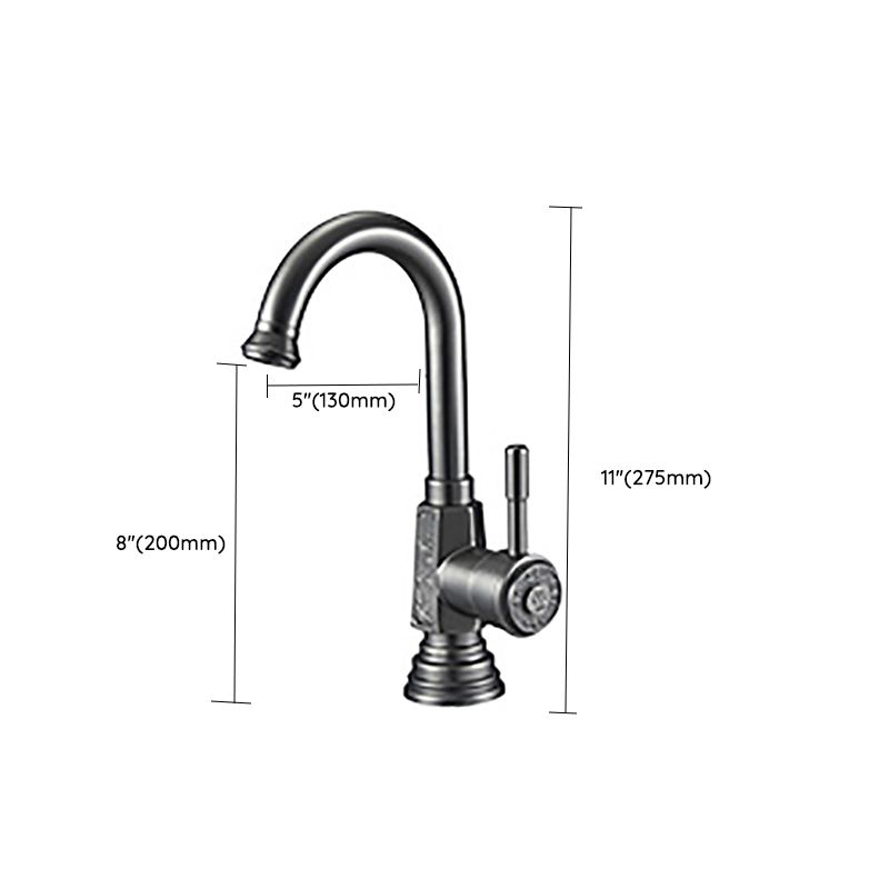 Traditional Kitchen Faucet Copper Gooseneck Standard Kitchen Faucets with Single Handle