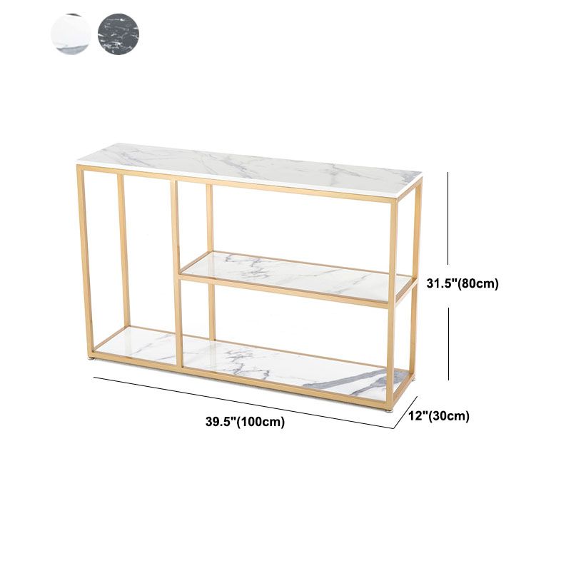 12" W Modern Marble Console Table Resistant Floor Shelf Accent Table for Hall