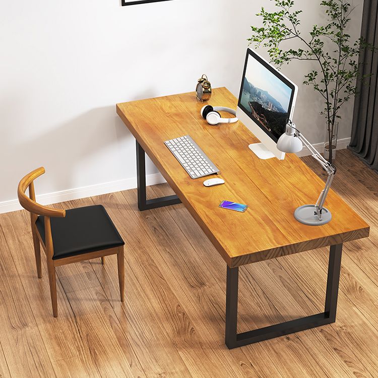 Industrial Solid Wood Writing Desk 29.53-inch Tall Office Desk with Iron Legs