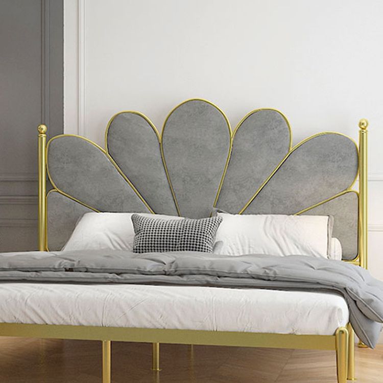 Scandinavian Metal Standard Bed Upholstered Bed with Headboard