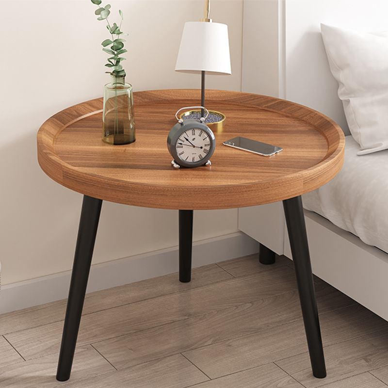 Modern Imitatoon Wood Bed Nightstand Round 18 Inch H Night Table with Legs