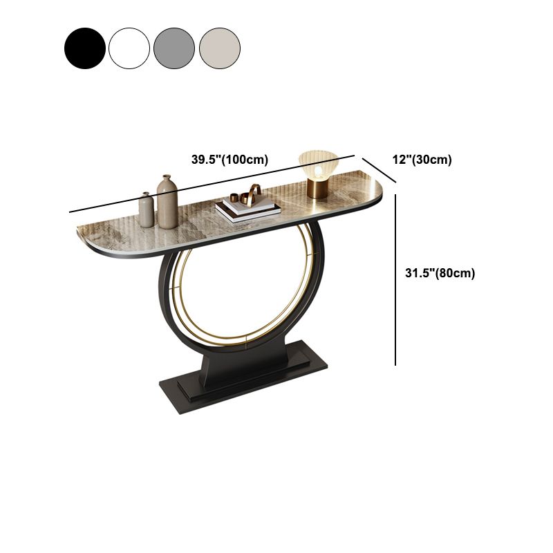 Stain Resistant Half Moon Glam Abstract Slate/metal Console Table