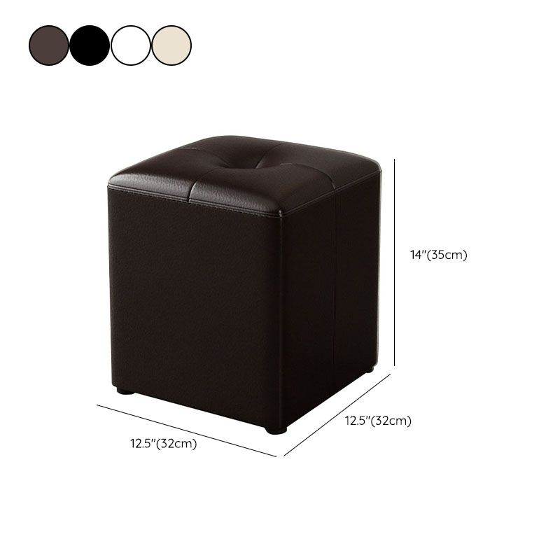 Glam Pouf Ottoman Genuine Leather Stain Resistant Upholstered Square Ottoman