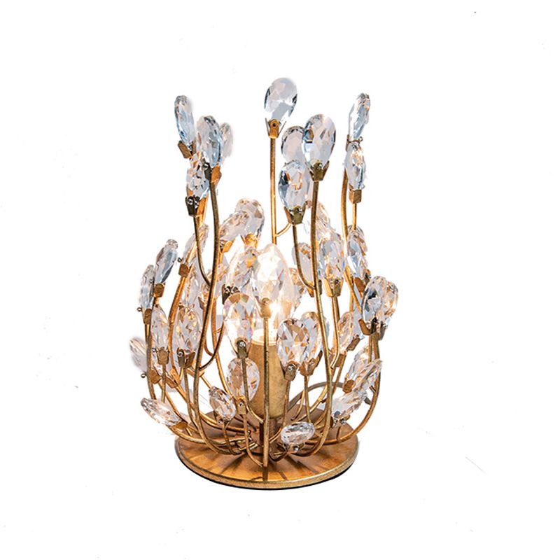 1-Light Table Lighting Classic Branch Crystal Drop Nightstand Light in Silver/Gold for Living Room