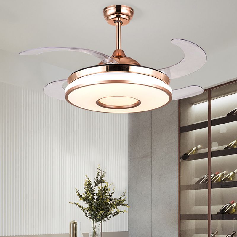 Modern Single White/Golden Ceiling Fan Lamp LED Ceiling Fan Light for Dining Room