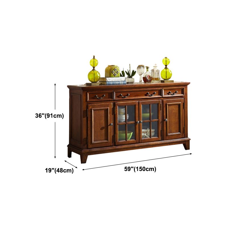 Modern Solid Wood Sideboard Table Brown Sideboard with Door and Drawer