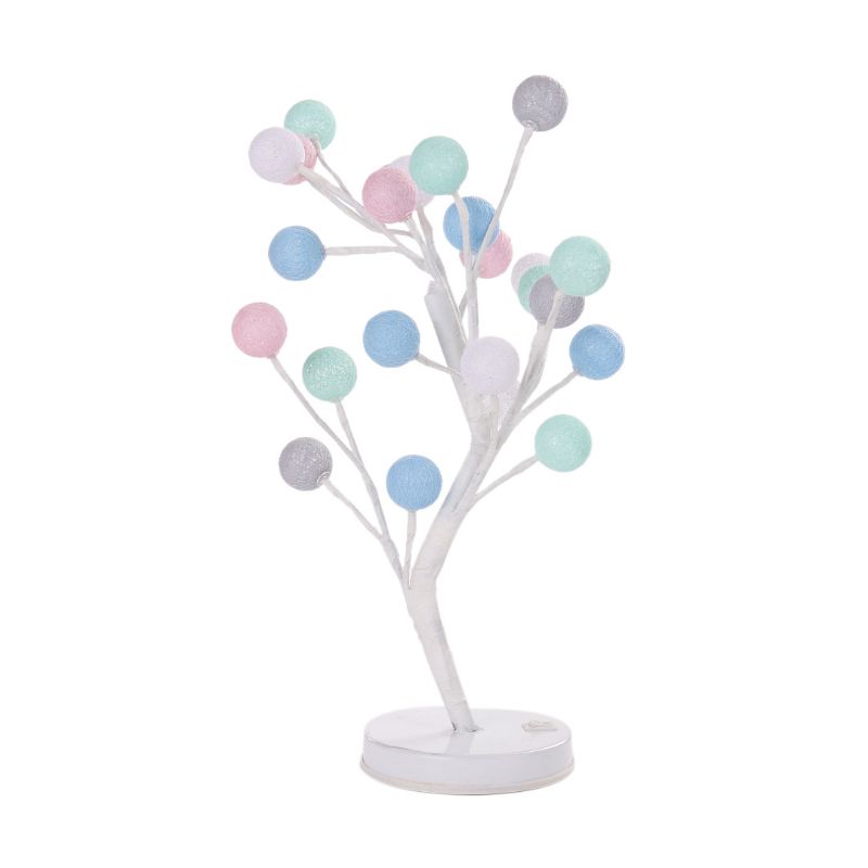 Ball Tree Bedroom Desk Lamp Cotton Thread Art Deco LED Night Table Lighting in Pink/Blue/Green-Pink-Blue