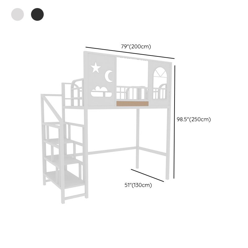 Contemporary Bunk Bed with Guardrails in Iron Black/White Bed