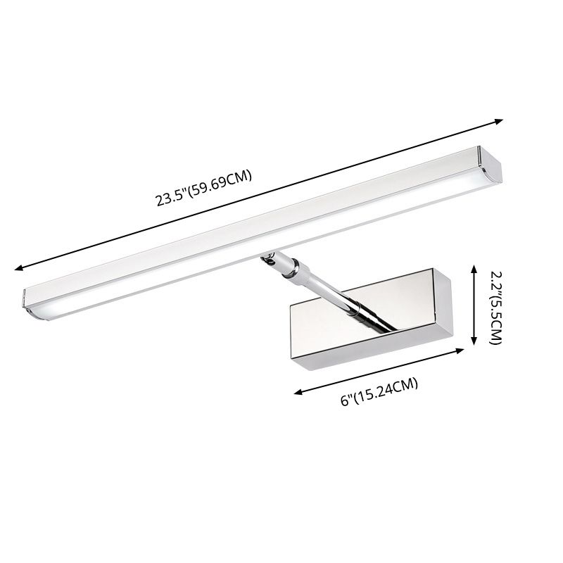 Modern Simple Steel Vanity Light  Linear Sliver LED Acrylic Vanity Light with Swivel Lamp Head for Bathroom