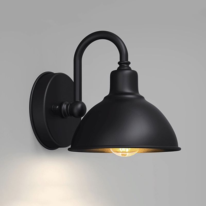 Rounded Dome Shape Wall Lamp Modern Style Metal 1 Lights Sconce Light in Black