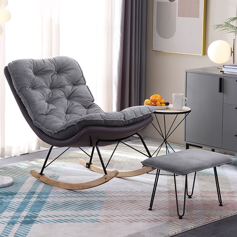 Modern Reclining Rocker Chair Upholstered Rocking Chair for Living Room