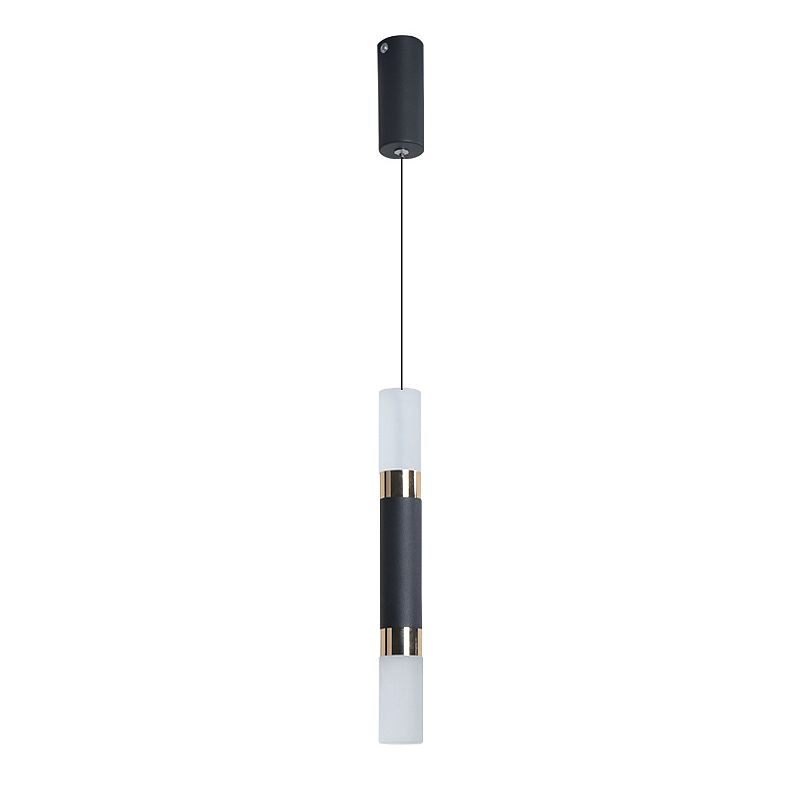 Pendante LED Black Cylindroid dans la simplicité moderne Lampe suspendue en fer forgé avec une teinte acrylique