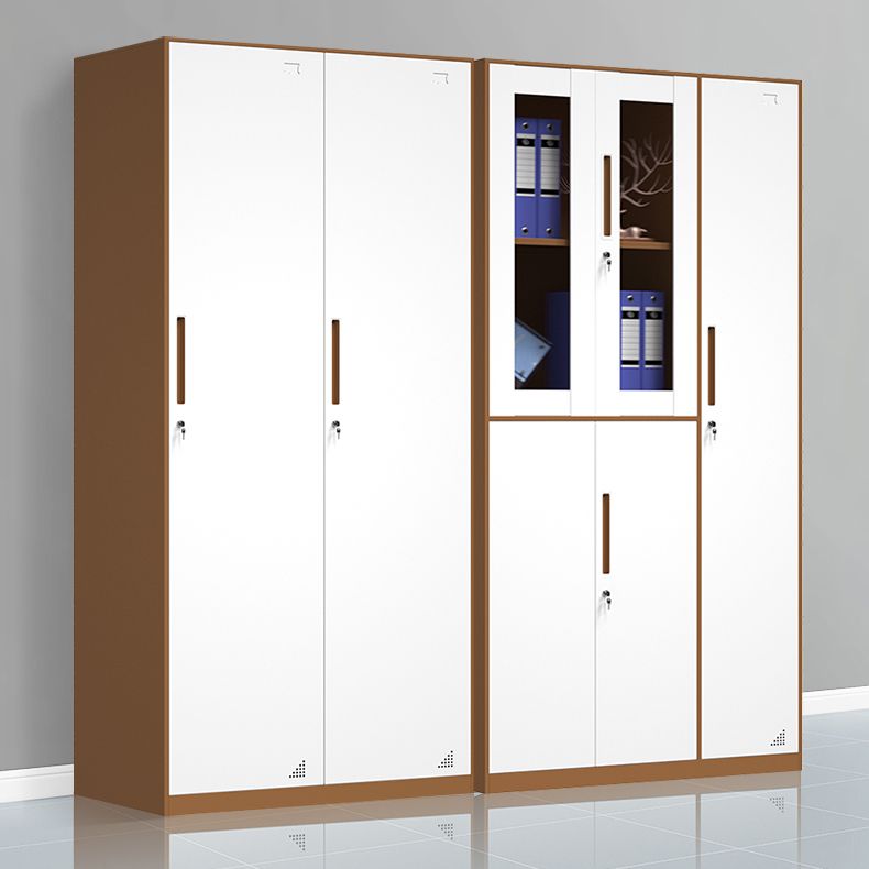 White and Brown Wardrobe Cabinet Modern Steel Wardrobe Armoire