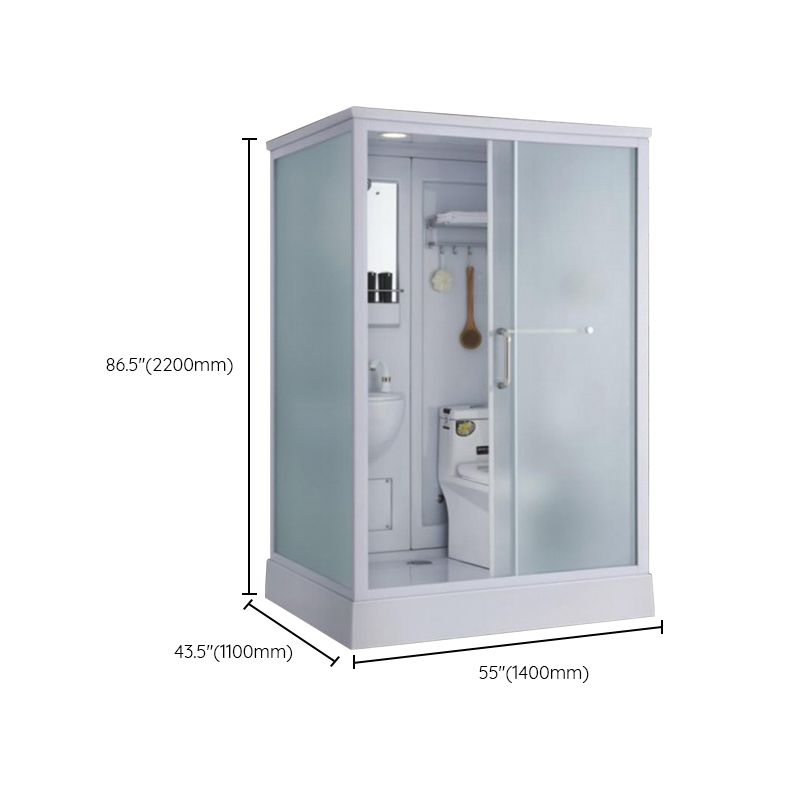 Contemporary Shower Enclosure Frosted Rectangle Shower Enclosure in White