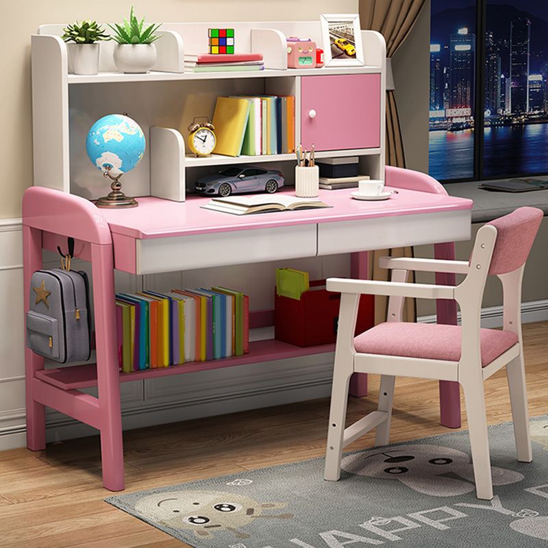 Adjustable Writing Desks Solid Wood Kids Table with Storage and Drawer Desk