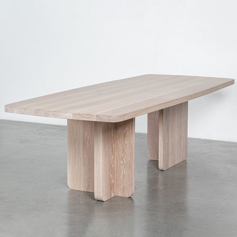 Contemporary Rectangle Table Solid Wood Top Dining Table for Home