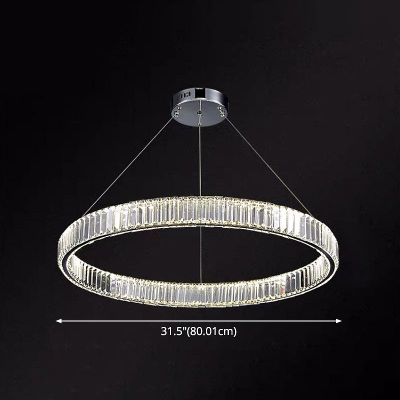 Ring à anneau ultra-moderne LED Chandelier LAMPE CRISTAL SUSPENSION PENDANT POUR LE SOIR