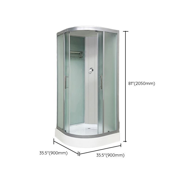 Double Sliding Rounded Shower Stall Frosted Tempered Glass Shower Kit