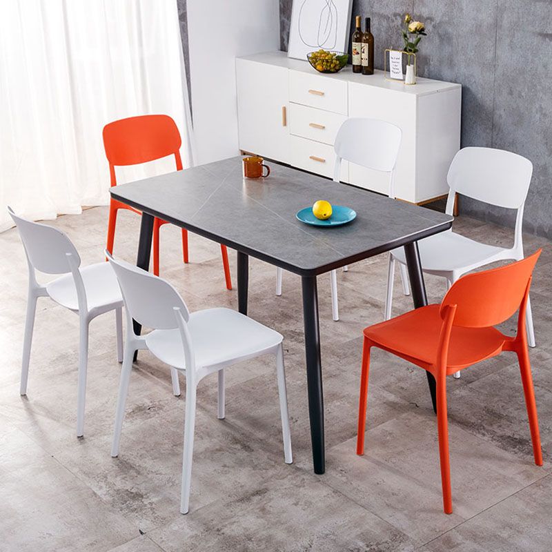 Contemporary Stackable Chair Dining Open Back Armless Chairs with Plastic Legs