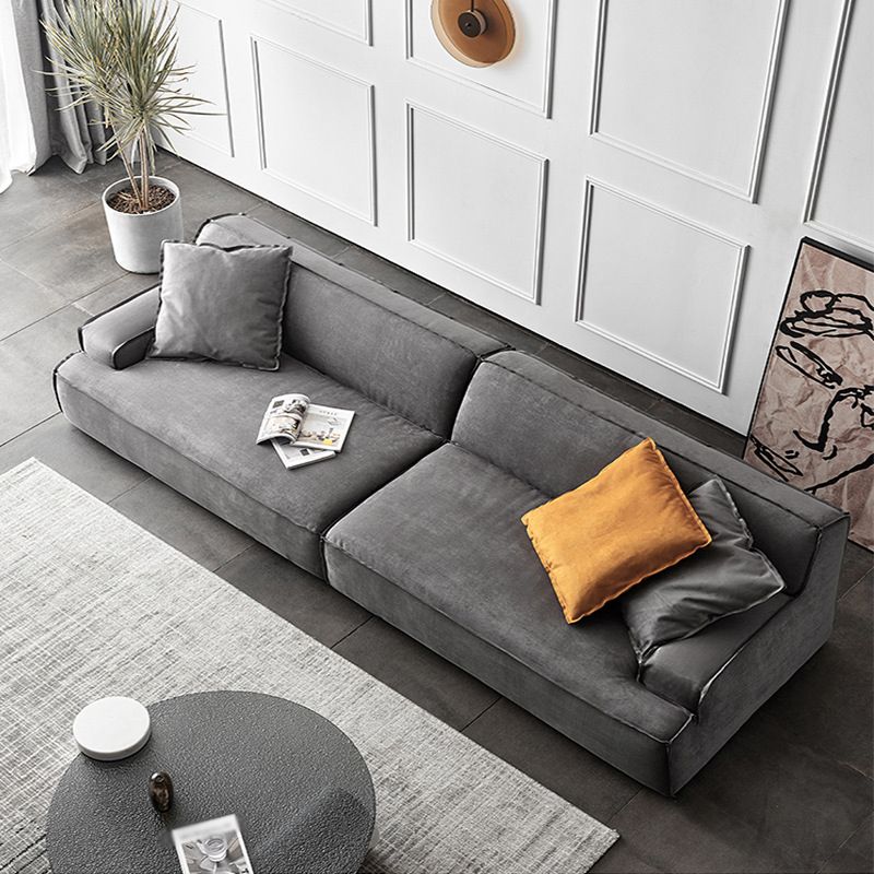 Nordic Living Room Square Arm Standard Sofa Dark Gray Geunine Leather Settee