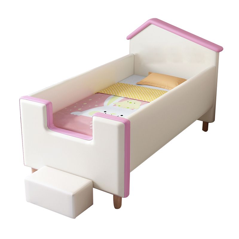 Glam Nursery Bed with Mattress White Wood Pine with Guardrail Baby Crib