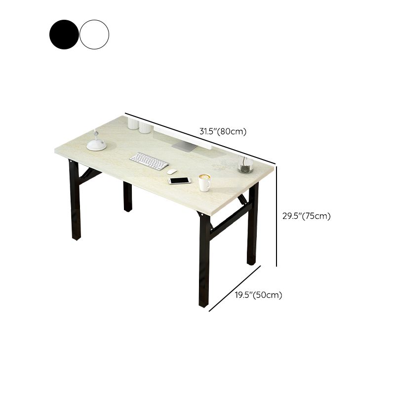 Writing Desk Wood Foldable Home with Storage Shelves Metal Study Desk