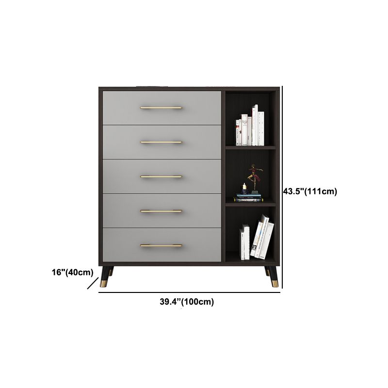 Classic Glam Wood Dresser Gray Soft-Close Drawers Storage Chest