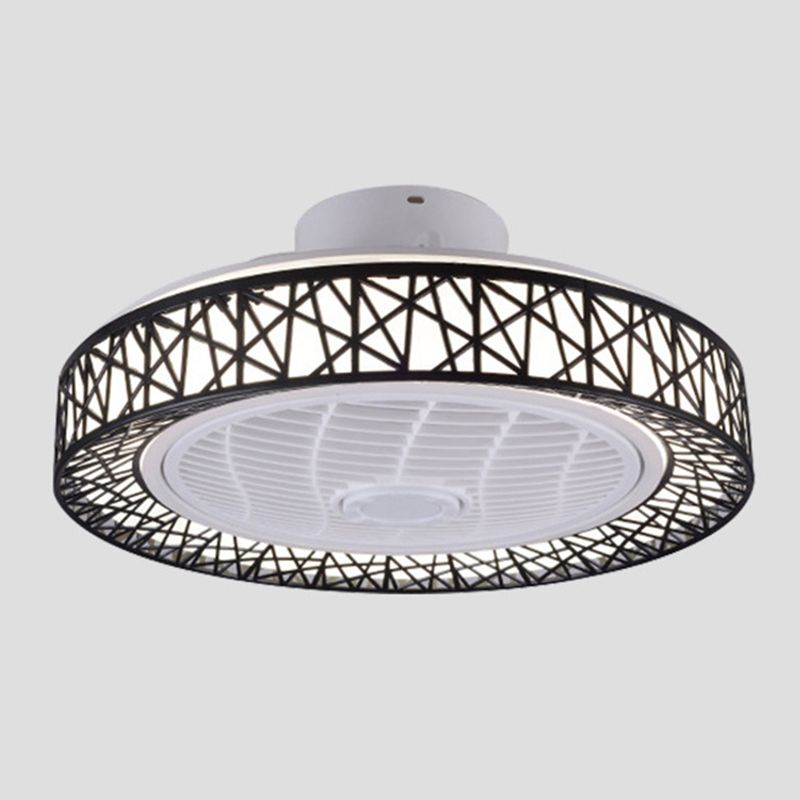 Metal Round Shape Ceiling Fan Modern Style 1 Light Ceiling Fans Fixtures