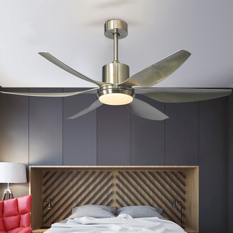 Contemporary Ceiling Fan Light Fixture Metallic LED Ceiling Flush Mount for Bedroom