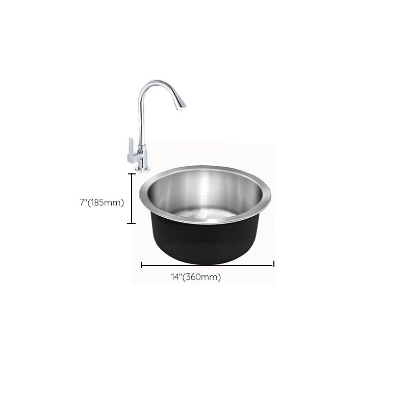 Contemporary Single Bowl Kitchen Sink Round Stainless Steel Sink with Drain Strainer Kit