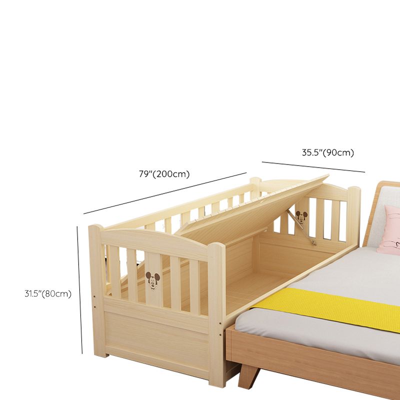 Farmhouse Wood Baby Crib Pine Light Wood Nursery Crib with Storage