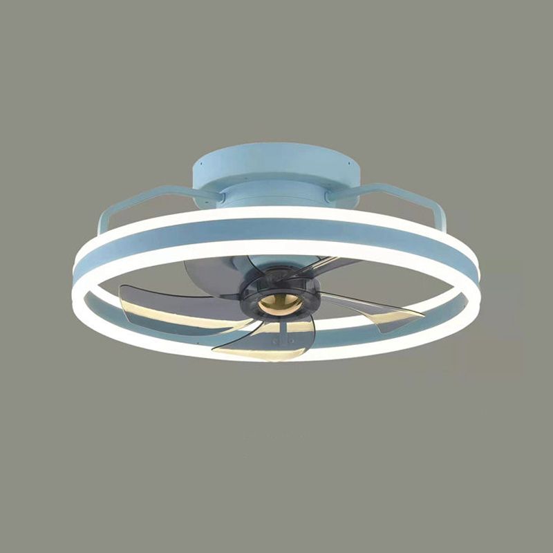 LED Ceiling Fan Lamp Minimalist Style Metal Flush Mount Ceiling Light for Bedroom