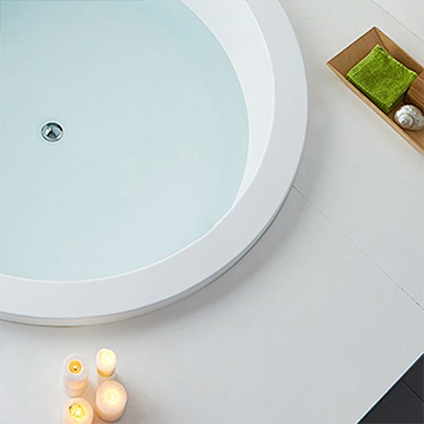 Modern Round Bath Acrylic Soaking White Back to Wall Drop-in Bathtub