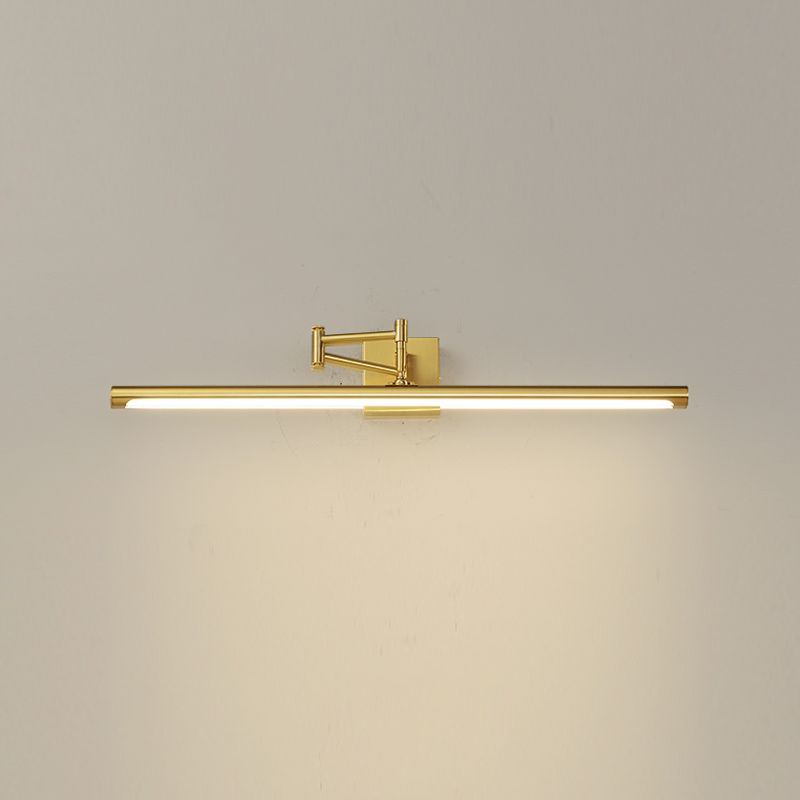 Modern Brass Vanity Light Strip Gold Swing Arm Mirror Light for Bathroom