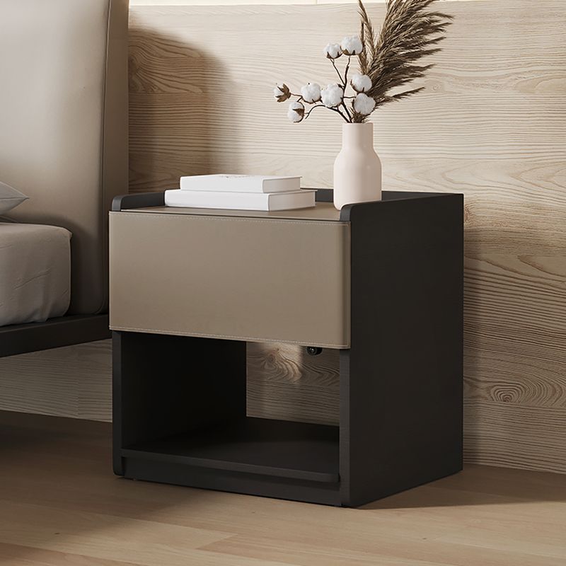 20" Tall 1 - Drawer Nightstand Modern Faux Leather Nightstand
