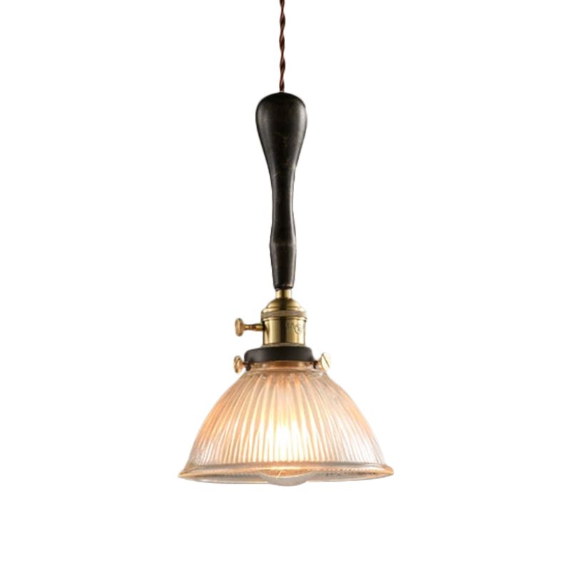 Clear Dome Ceiling Light Industrial Ribbed Glass 1 Light Living Room Pendant Lighting Fixture